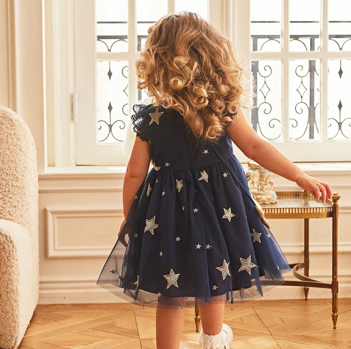 Navy Blue Stars dress and bag set