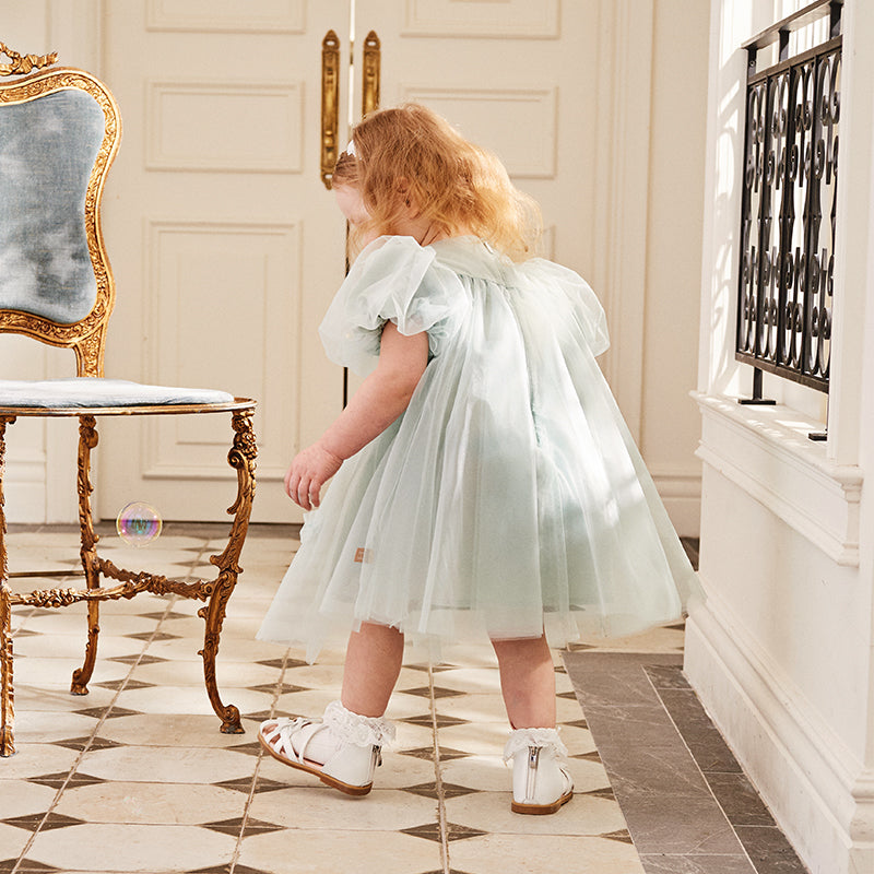 Green Tulle Flowers Dress