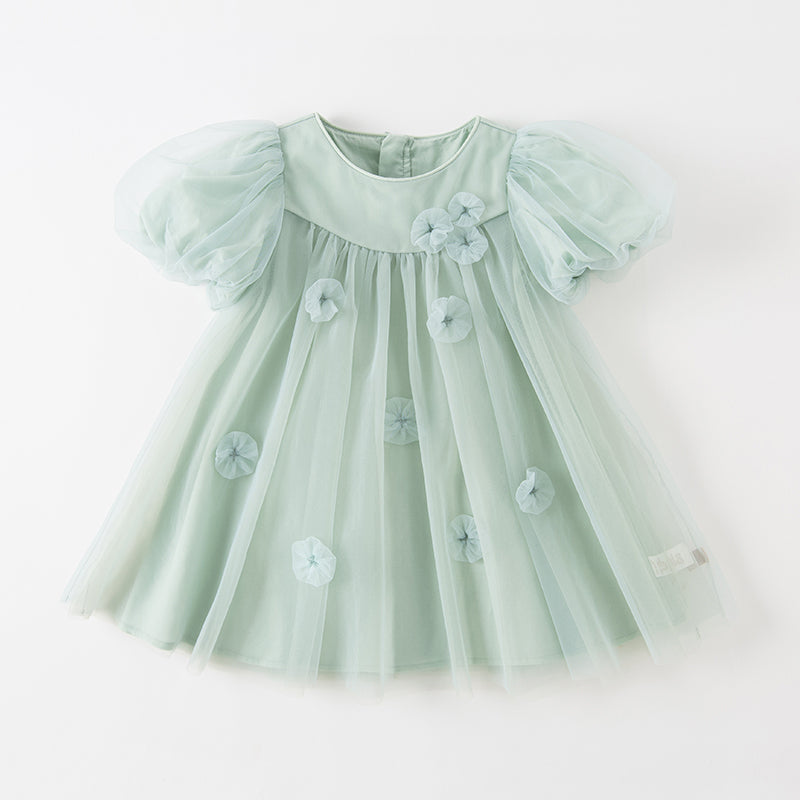 Green Tulle Flowers Dress