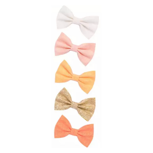 Glitter bow 5-piece clip set