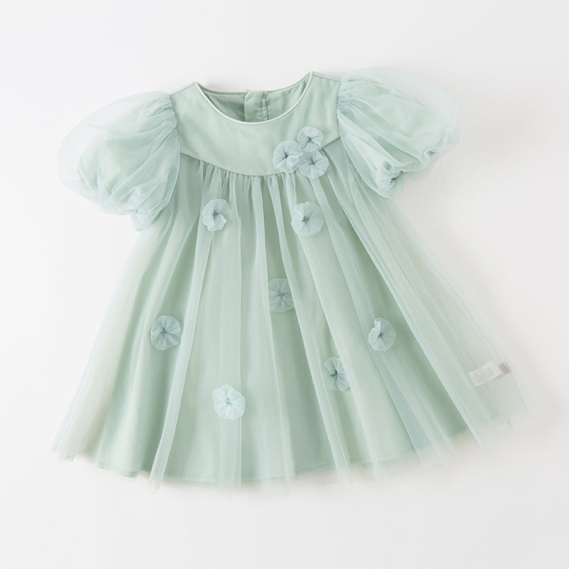 Green Tulle Flowers Dress