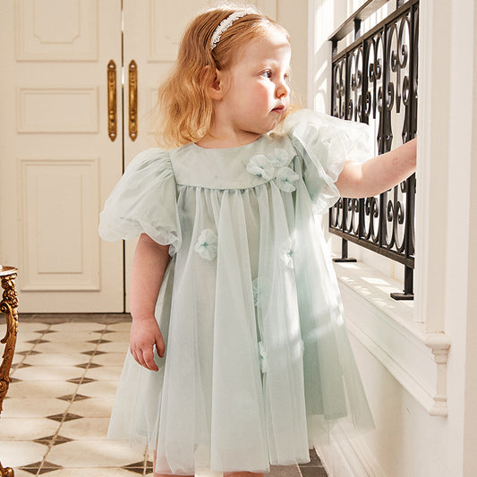 Green Tulle Flowers Dress