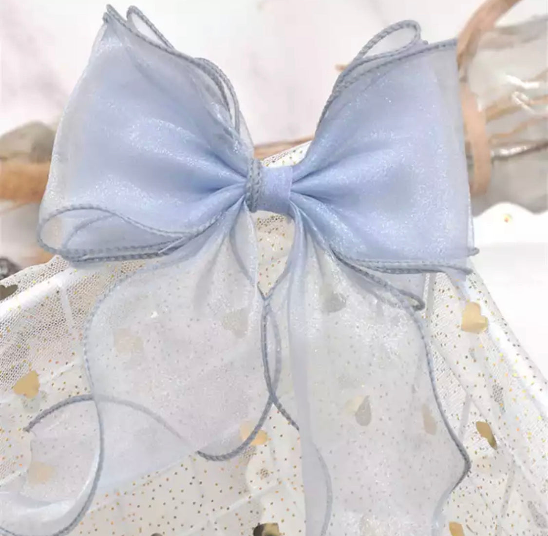 Large Organza hair bow barrettes