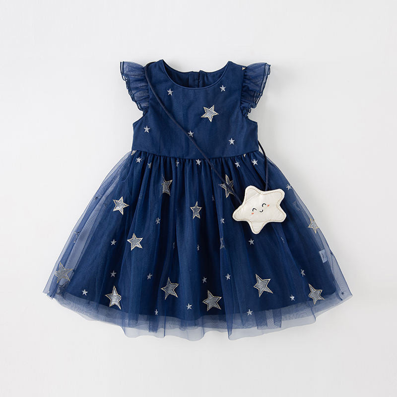 Navy Blue Stars dress and bag set