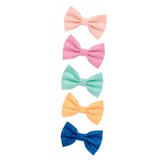 Glitter bow 5-piece clip set